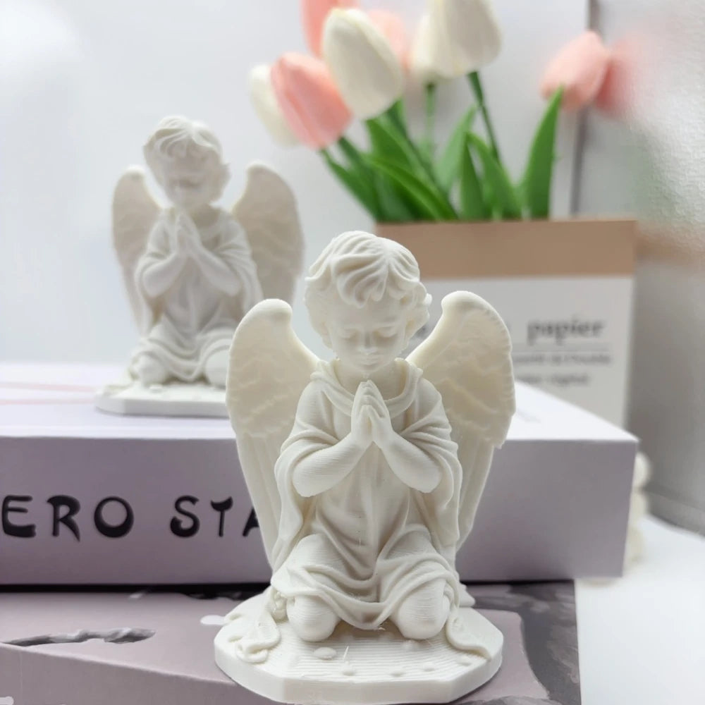 1 3D Printed Prayer Angel Statue, Kneeling Prayer Angel Sculpture Ornament, Angel Girl Decoration Ornament Artistic Angel Statue