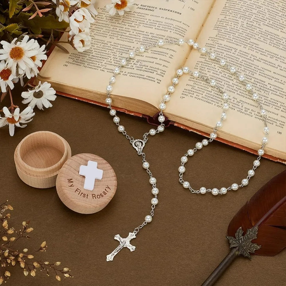 Catholic Rosary Beads Plastic Beads Necklace Alloy Y-Necklace Set for Women Men Daily Prayer Travel Everyday Wear