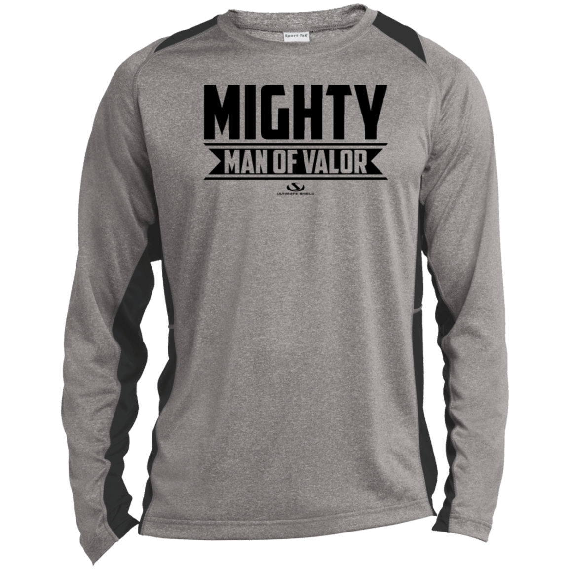 MIGHTY MAN OF VALOR Long Sleeve Heather Colorblock Performance Tee