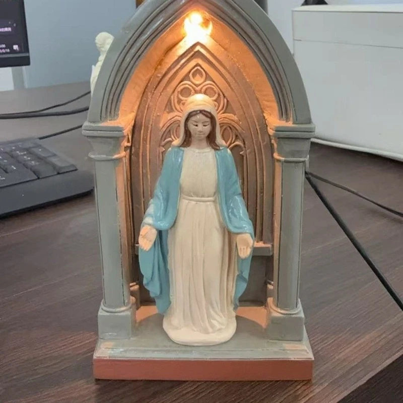 Virgin Mary Resin Statue Classic Religious Figurine Desktop Decoration Home Ornament Catholic Art Craft Gift For Spiritual