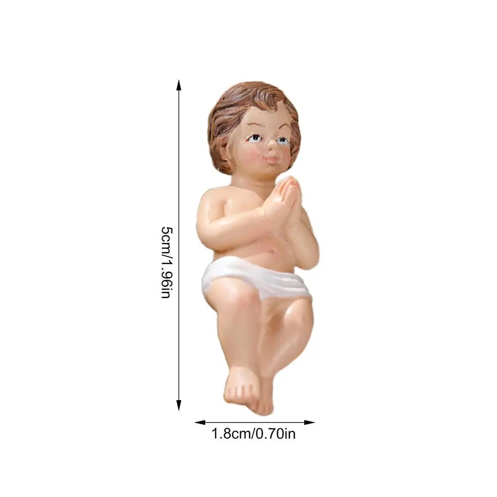 Baby Jesus in Manger Figurine Resin Christmas Nativity Holiday Gifts Crafts Christian Holy Baby Catholic Figures Jesu Statuette