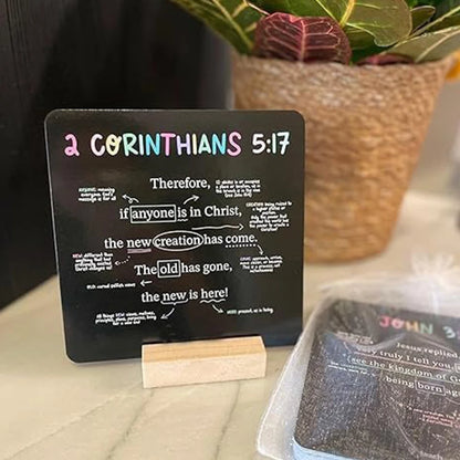 52 Pieces/Set Bible Verse Cards with Wooden Stand Scripture Memory Cards Christian Graduation Cards for Every Week of The Year