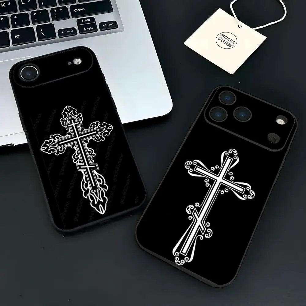 Orthodox Cross Phone Case For IPhone 12-17 Air Plus Pro Max Satin Glossy Colorful Great Gift