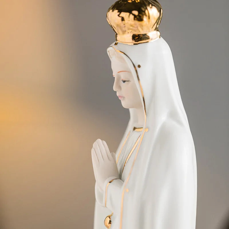 Our Lady of Fatima Ceramic Statue - Sacred Artifacts Home Decor Family Rose Church Holy Ornament