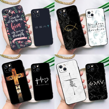 Bible Verse Christian Quote Silicone Case For iPhone 17 15 14 13 12 11 Pro Max 16 Plus 12 13 Mini 16e 17 Air Back Cover