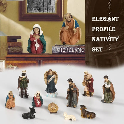 11pcs/set Christ Birth Of Jesus Ornament Nativity Scene Manger Decor Catholic Statue Merry Christmas Manger Scene Xmas Model