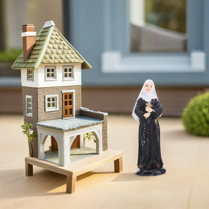 2Pcs Holy Statue Set Priest and Nun Resin Religious Sculpture for Desktop Small Decorations Sand Tray Cake Toppers Catholic