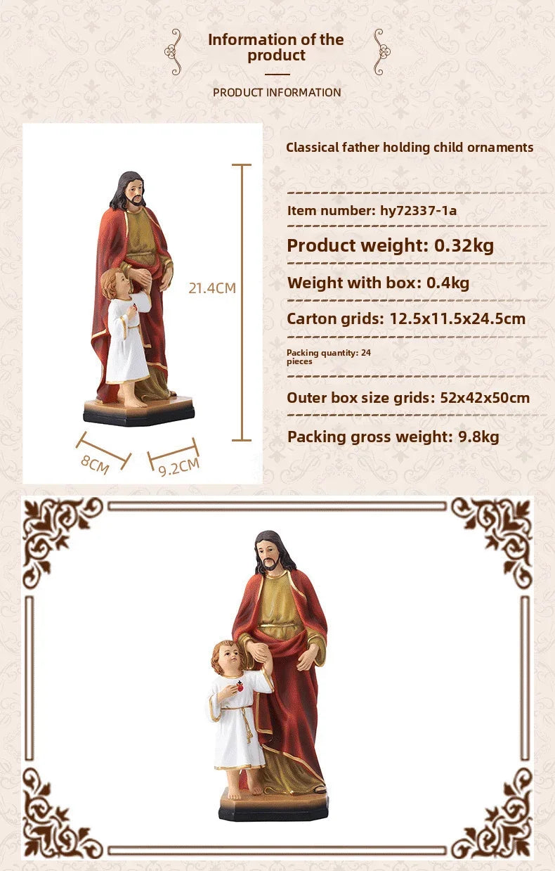 21cm Classical Figure Statue Joseph Jesus Figure Ornament Father's Day Decoration Gift Resin Crafts Figurines Collections Object