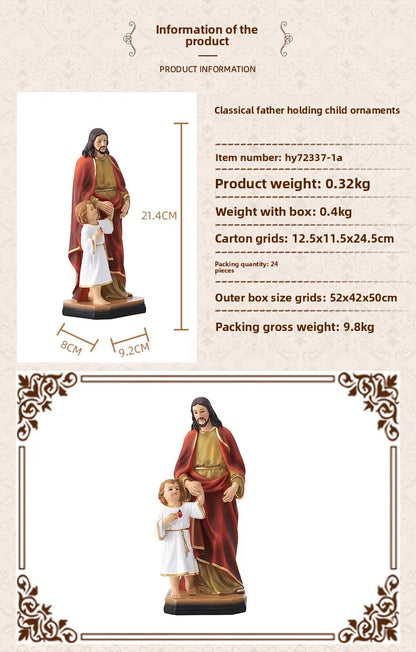21cm Classical Figure Statue Joseph Jesus Figure Ornament Father's Day Decoration Gift Resin Crafts Figurines Collections Object