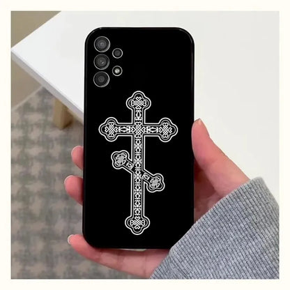 Orthodox Cross Icon Phone Case For Samsung Galaxy A13,A21s,A22,A31,A32,A52,A53,A71,A80,A91 Soft Black Cover