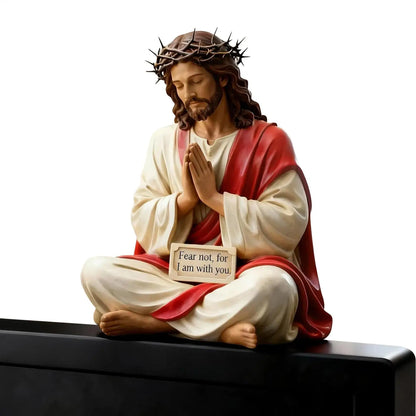 Hand Painted Jesus Figures Religious Sculpture Fear Not, For I Am With You Jesus Resin Desk Companion Figurine For Holiday