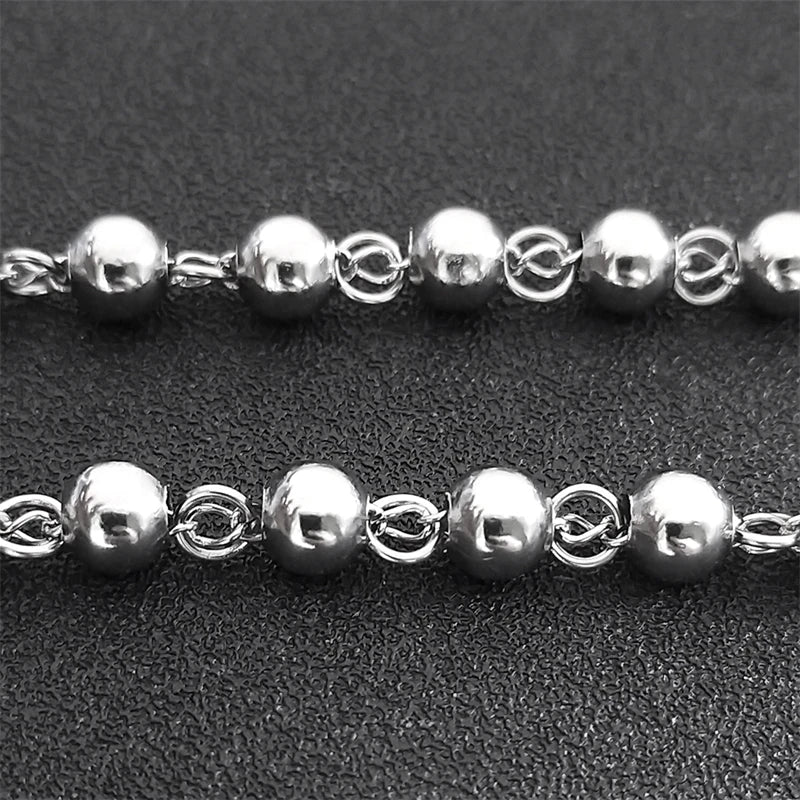 Religious Catholic Virgin Mary Jesus Cross Rosary Necklace for Men Women Stainless Steel Christian Christ Long Chain JewelryZZZ
