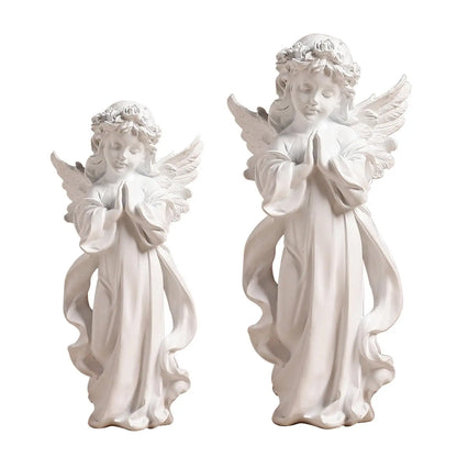 Cute Resin Praying Angel Figurine European Style Fairy Prayer Angel Shelf Sculpture Desktop Ornament Carving Crafts