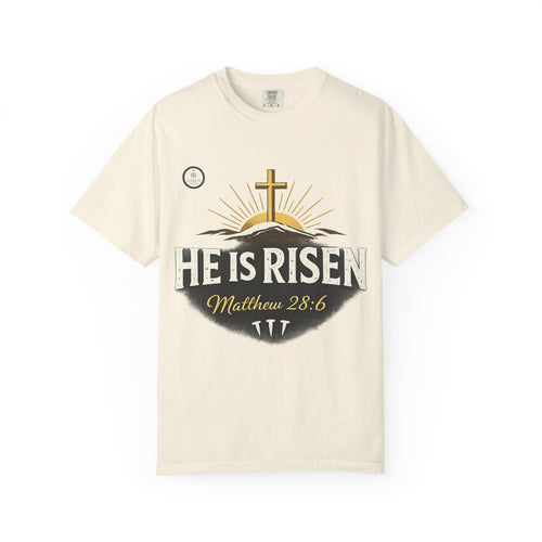 He Is Risen T-Shirt — Matthew 28:6 Easter Christian Tee