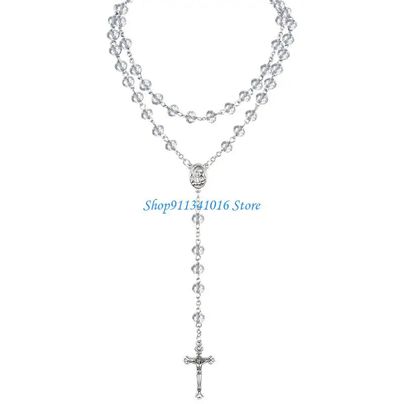 Crystal Beads Rosary Catholic Necklace Rosary First Communion Rosary Gift