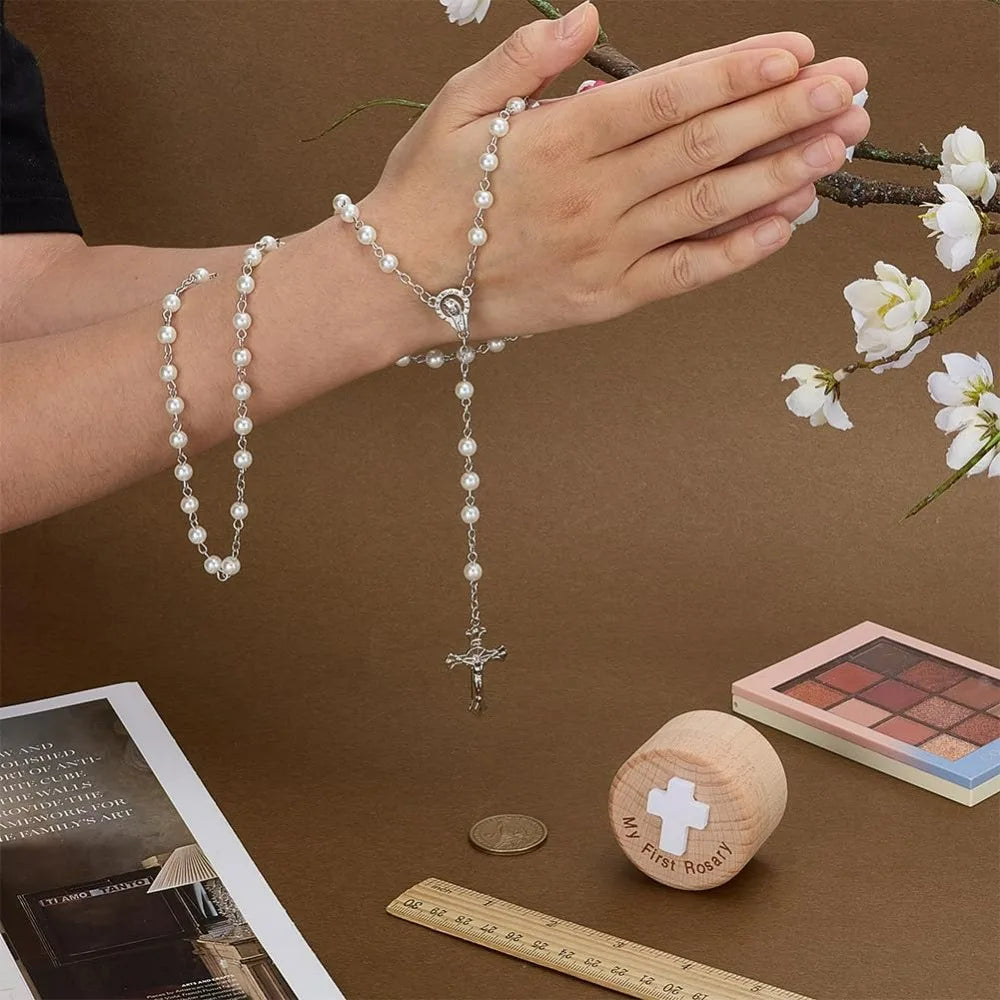 Catholic Rosary Beads Plastic Beads Necklace Alloy Y-Necklace Set for Women Men Daily Prayer Travel Everyday Wear
