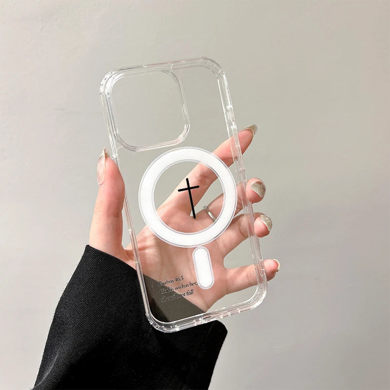 Christian Wireless Charging Case for iPhone 17 Air 16 E 15 14 Plus 13 12 Mini 11 Pro Max Transparent Silicone Religion Cover