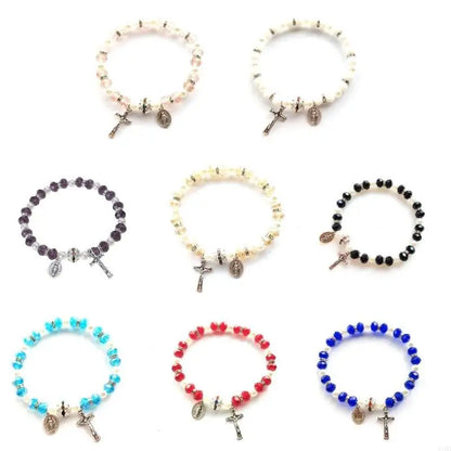 Rosary Bracelet Elastic Bead Jewelry Men Hand Decoration Supplies