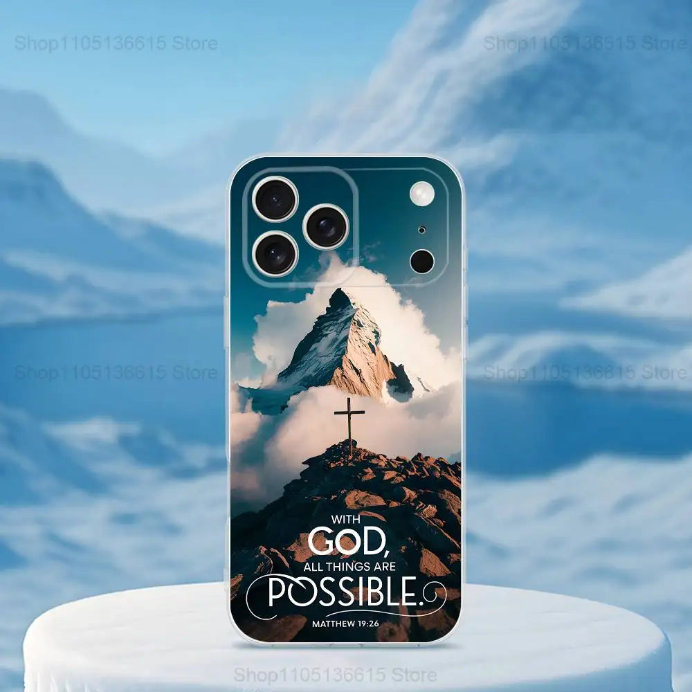 Verses Belief Jesus Bible Phone Case For iPhone 16,15,14,13,12,11,17 Pro,Max,Plus,X,XS,XR,SE,Mini Transparent Soft Cover