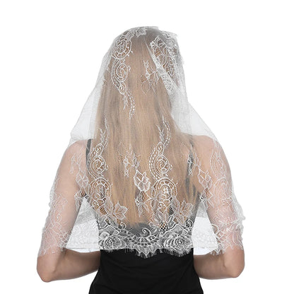 White Women Spanish Mantilla Lace Catholic Veil Chapel Scarf for Church Shawl Head Covering Scarf Mass Shawl Muslim Woman Veil