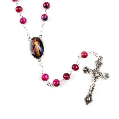 6mm Acrylic Glass Beads Rosary Necklace with Pearl Our Father Beads with Virgin Mary Boys and Girls