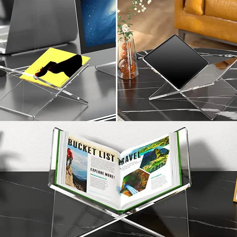 X-Shaped Book Holder Stand Extra Thick Clear Acrylic Book Holder Holder for Displaying Recipe Picture Bibles Textbooks Art Books