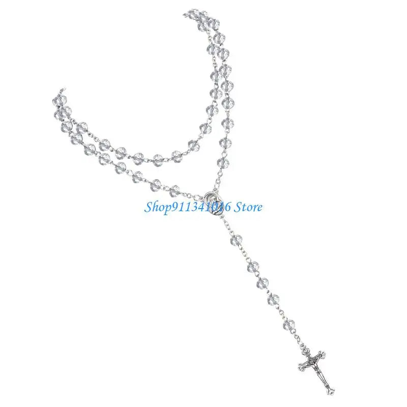 Crystal Beads Rosary Catholic Necklace Rosary First Communion Rosary Gift