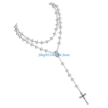 Crystal Beads Rosary Catholic Necklace Rosary First Communion Rosary Gift