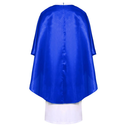 Boys Girls Halloween Priest Cosplay Costume Catholic Pope Vestments Long Sleeve Cape Robe Gown Church Father Clergy Chasuble