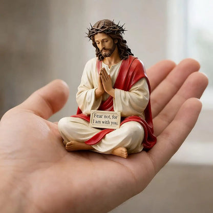 Hand Painted Jesus Figures Religious Sculpture Fear Not, For I Am With You Jesus Resin Desk Companion Figurine For Holiday