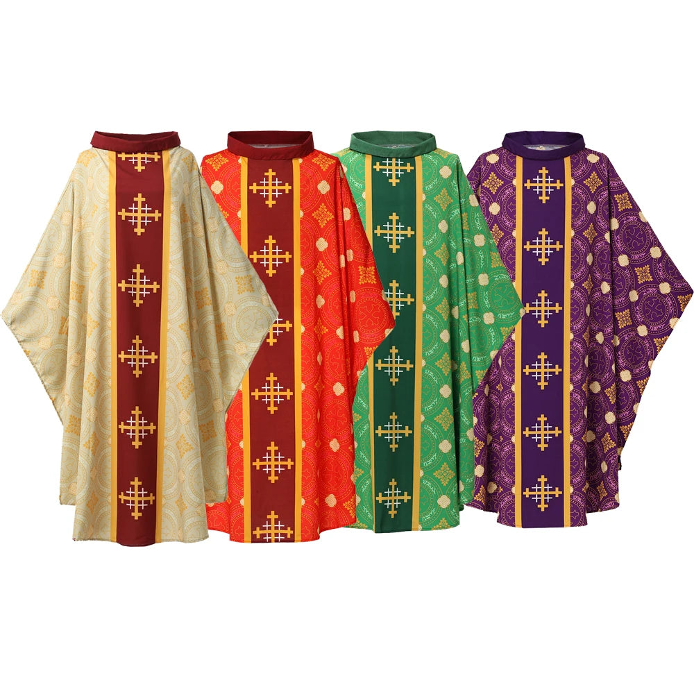 Men's Church Pastor Celebrant Chasuble Priest Vintage Robe Gown Cape Cassock Vestment