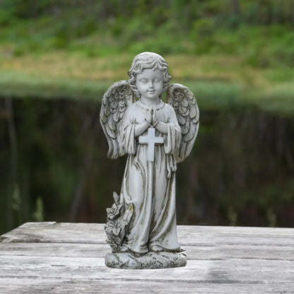 Resin Solar Powered Garden Angel Statue Lawn Ornament Cemetery Decoration