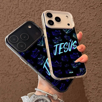 1PC Verse Of The Christian Bible Jesus phone case for iPhone 17 17Air 16 15 14 13 12 11 Pro Max Plus Colorful Silver