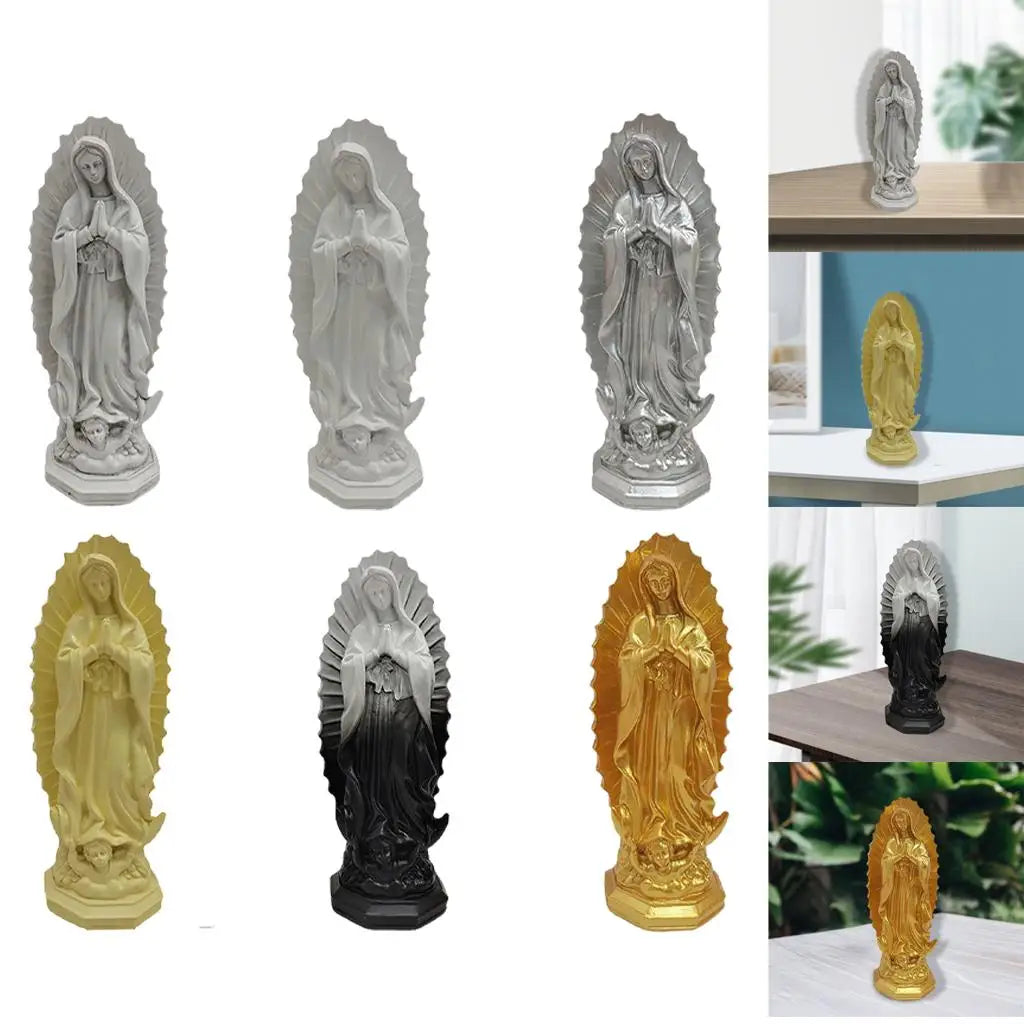 Resin Mary Statue Figure Blessed Mother Ornament Figurine Handmade for Patio Wedding Gift Tabletop Outdoor Decor