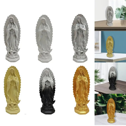 Resin Mary Statue Figure Blessed Mother Ornament Figurine Handmade for Patio Wedding Gift Tabletop Outdoor Decor