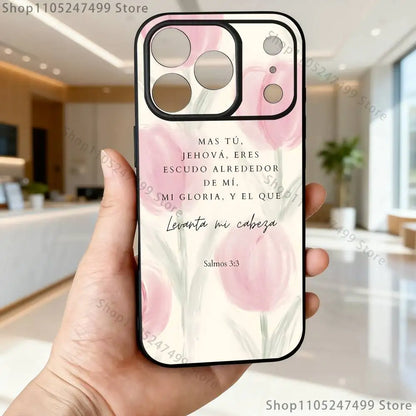 Spanish Jesus Bible Verse Phone Case For iPhone 17,16,15,14,13,12,Pro,Max,Plus,E,SE4,Air,Mini Black Soft Box
