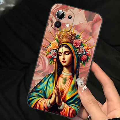 Virgin De Guadalupe Virgen Mary Slim Black Phone Case: Snug Fit For Xiaomi 12,11,12S Ultra & Redmi Note 11,10T,9,9A,8Pro,8T,5G