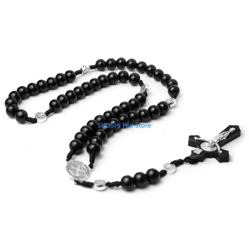 Bead Rosary Necklace Bead Hangable Pendant for Men Female Unisex Praying Meditation Gift Supplies D57B