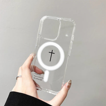 Christian Wireless Charging Case for iPhone 17 Air 16 E 15 14 Plus 13 12 Mini 11 Pro Max Transparent Silicone Religion Cover