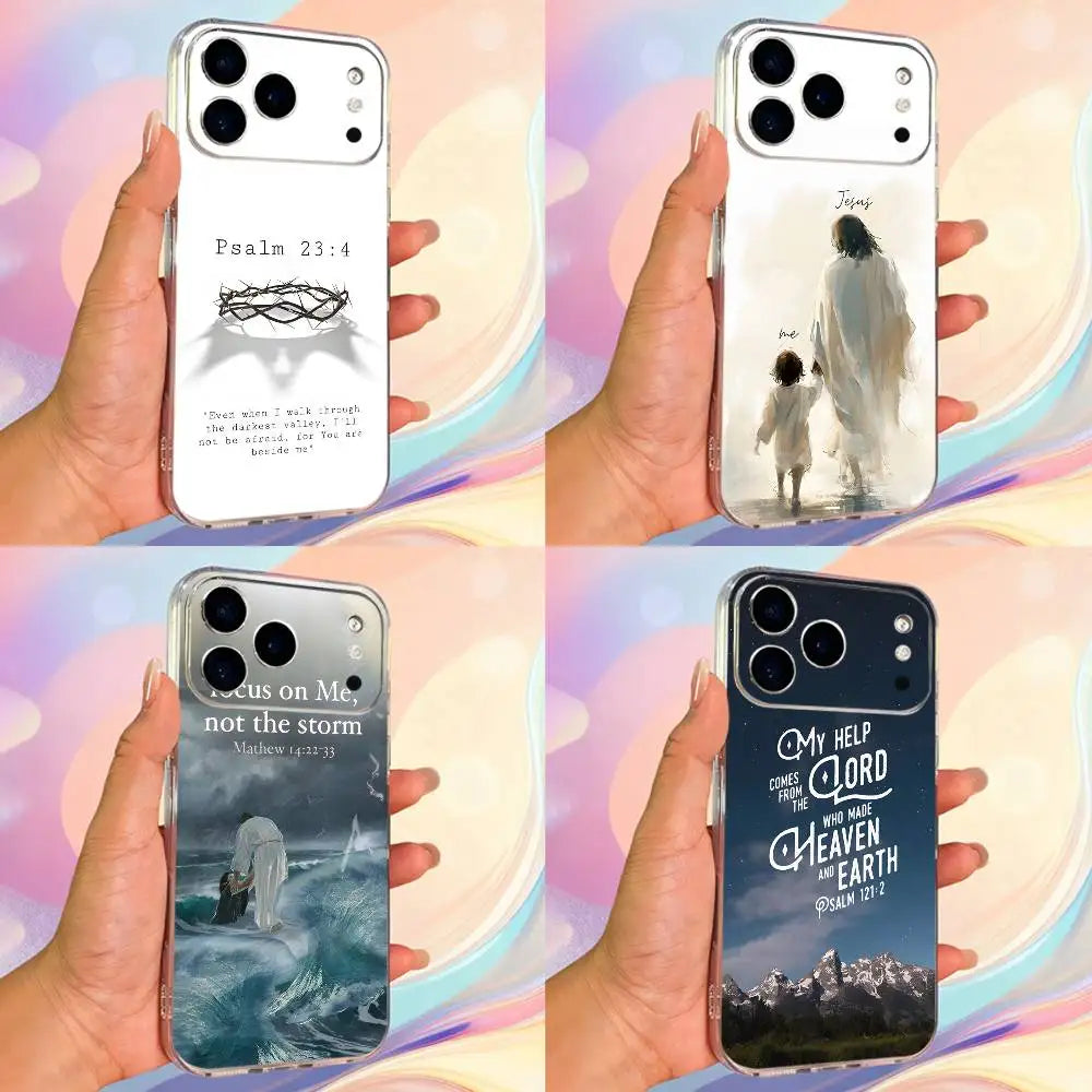 Verses Belief Jesus Bible For iPhone 16,13,12,11,17,14,15,Pro,Max,Plus,X,XS,XR,SE,Mini Transparent Soft silicone Case