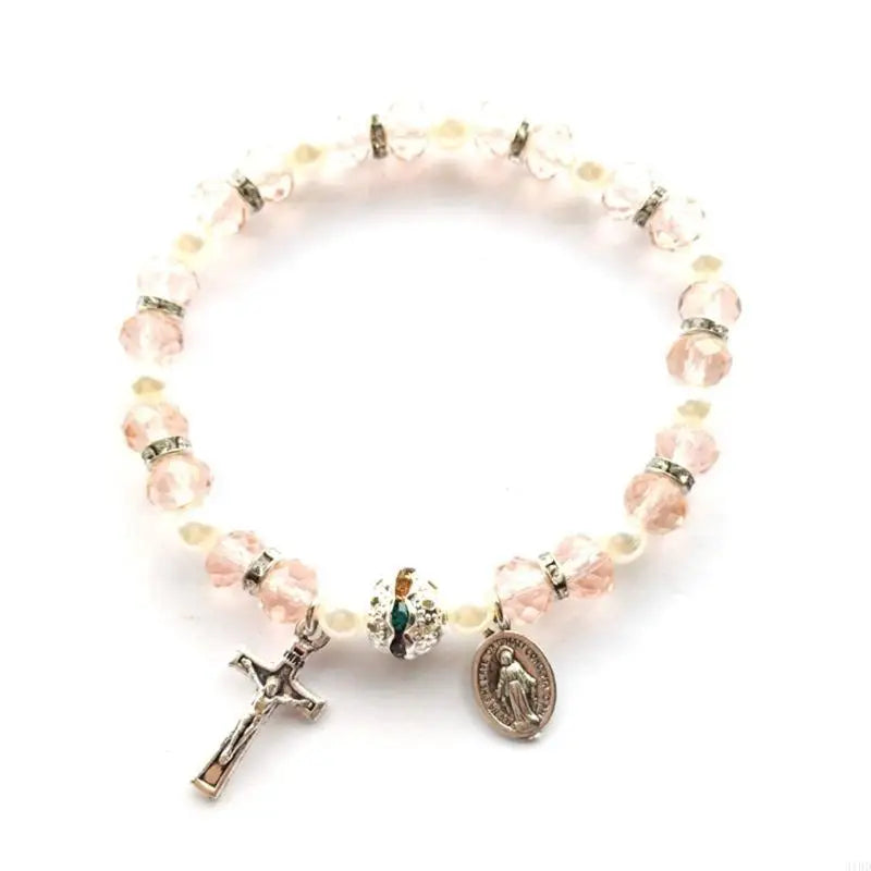 Rosary Bracelet Elastic Bead Jewelry Men Hand Decoration Supplies