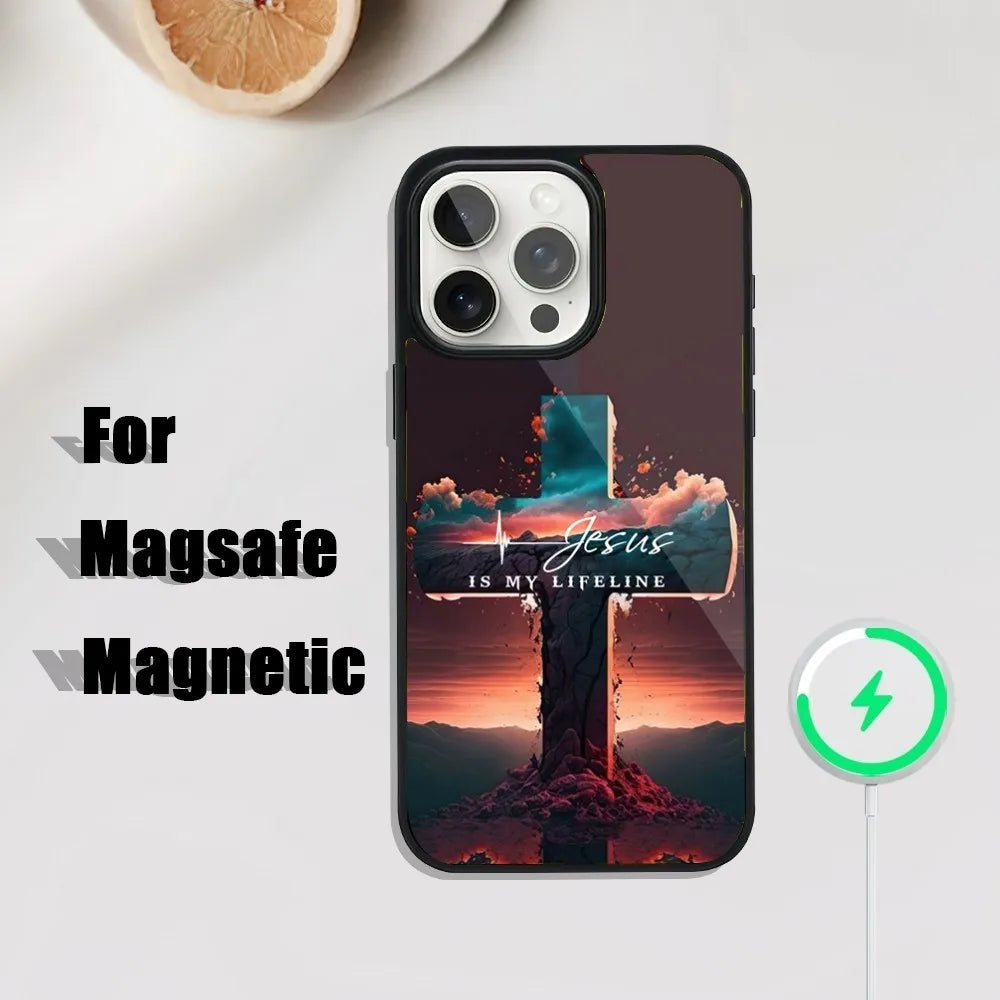 Bible Verse Jesus Christ Phone Case For iPhone 16,15,14,13,12,11,Plus,Pro,Max Mini Magsafe Magnetic Wireless Charging