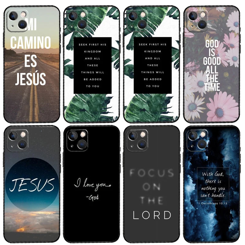 Bible Jesus Christ Christian Quotes Phone Case For iPhone 17 Pro Max 11 14 15 16 Pro Max 12 13 mini 16 Plus 16e 17 Air Cover