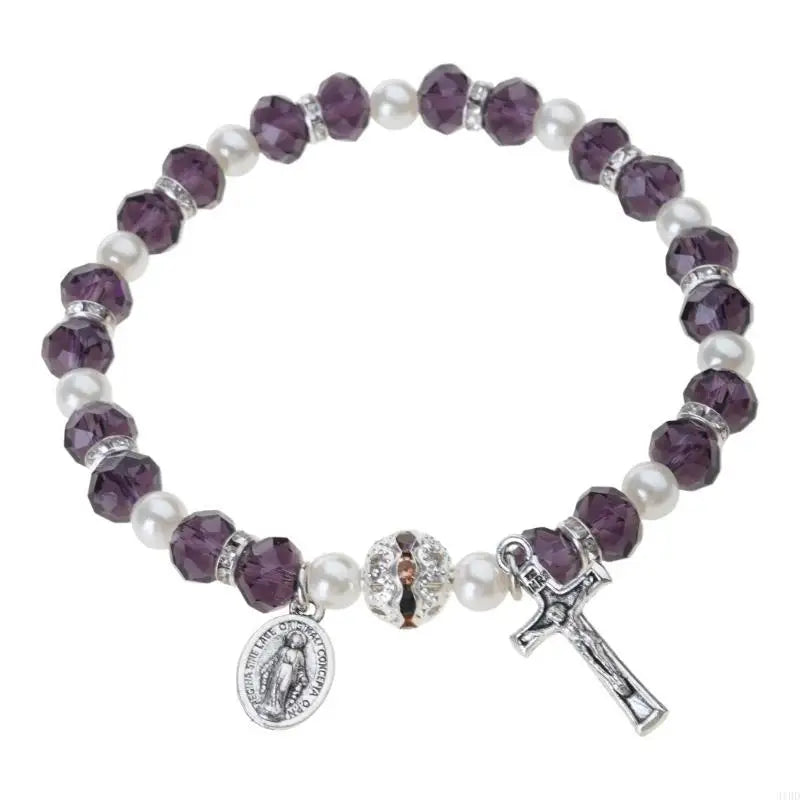 Rosary Bracelet Elastic Bead Jewelry Men Hand Decoration Supplies