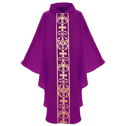 Halloween Costume Monk Church Priest Cape Cross Print Robe Dress Jesus Religion Christ Minister Clergy Men Gown Cloak for Adult