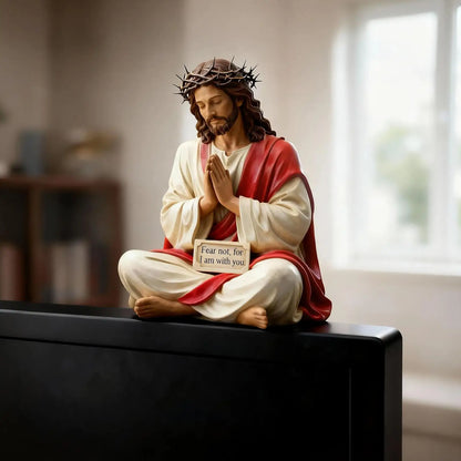 Hand Painted Jesus Figures Religious Sculpture Fear Not, For I Am With You Jesus Resin Desk Companion Figurine For Holiday