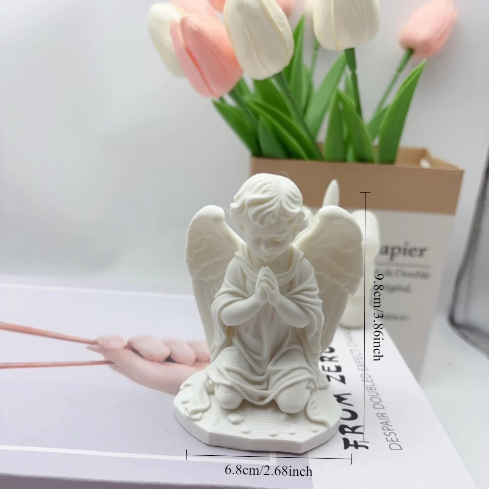 1 3D Printed Prayer Angel Statue, Kneeling Prayer Angel Sculpture Ornament, Angel Girl Decoration Ornament Artistic Angel Statue