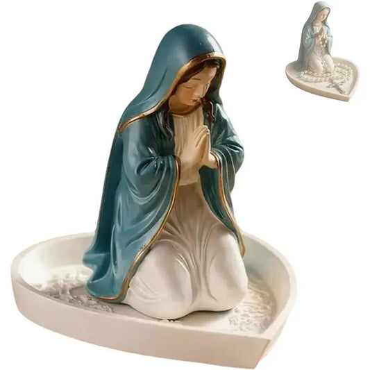 CQMF-Virgin Mary Rosary Holder, Virgin Mary Statue - Blessed Mother Figurine, Gift For Women, Ideal Catholic Home Decor