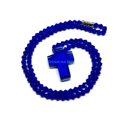 Crystal Bead Rosary Necklace Bead Chain Pendant Ornament D57B