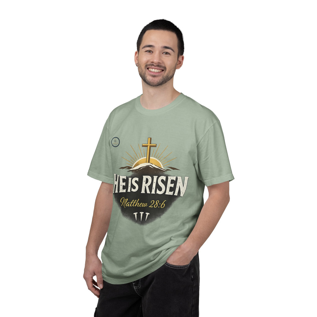 He Is Risen T-Shirt — Matthew 28:6 Easter Christian Tee
